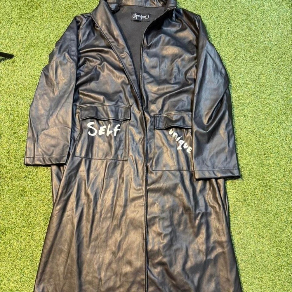 Spoon Jeans black leather trench coat #leather #trenchcoat